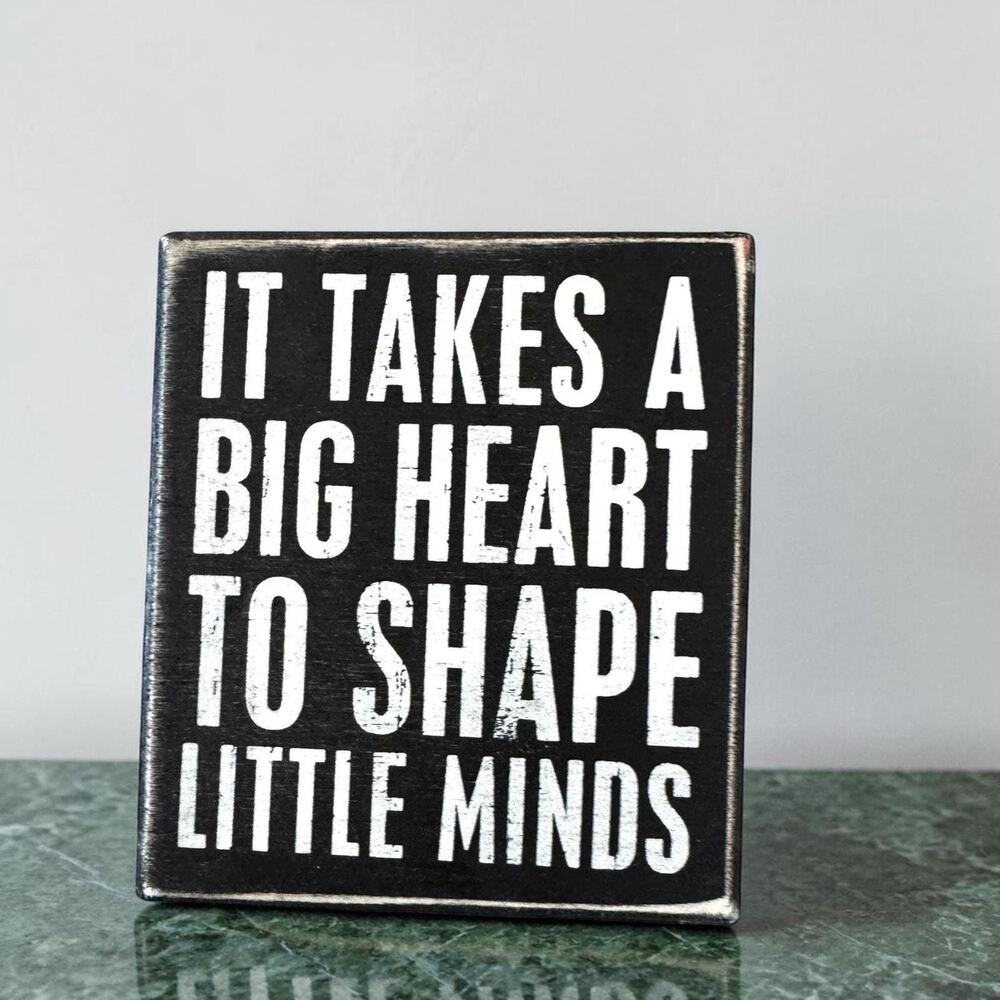 Wooden Box Sign, Big Heart Quote, Rustic Teacher Decor, Shelf Decor
